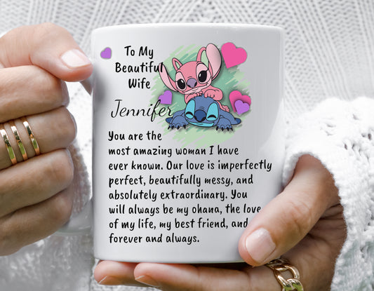 11 oz custom personalized Alien and angel coffee cup for wife, gift to wife from husband, coffee cup for wife, coffee mug for wife